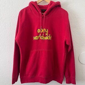 Vintage 2000s Obey Worldwide Red Hoodie Rare Mens Size Medium Skate